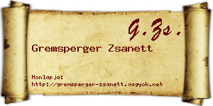 Gremsperger Zsanett névjegykártya